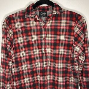 Knapp Studio Women's Plaid Soft Quarter Button Long Sleeve‎ Shirt Sz Small